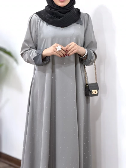 پیراهن مانتویی بلند نگین