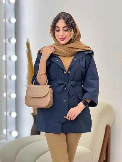 بارانی جیب پاکتی کمر دار