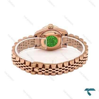 ساعت رولکس زنانه دیت جاست رزگلد صفحه مشکی اسمال Rolex-6735-L