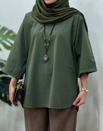 تونیک مانتویی لینن شاپرک 1(ایراد دار)