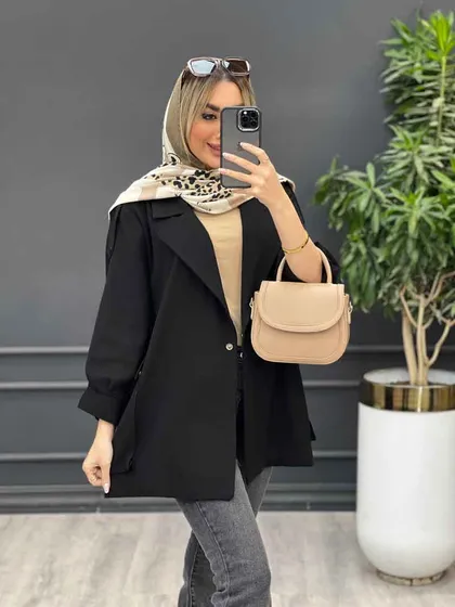 مانتو لینن پشت دکمه سرشانه پاگن