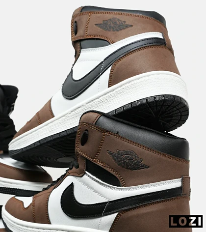 کتانی ساق‌دار زنانه و مردانه سفید مشکی قهوه ای Nike air jordan 1 مدل 6621