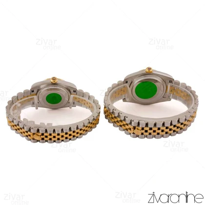 ست ساعت رولکس دیت جاست طلایی نقره ای خطی 105021