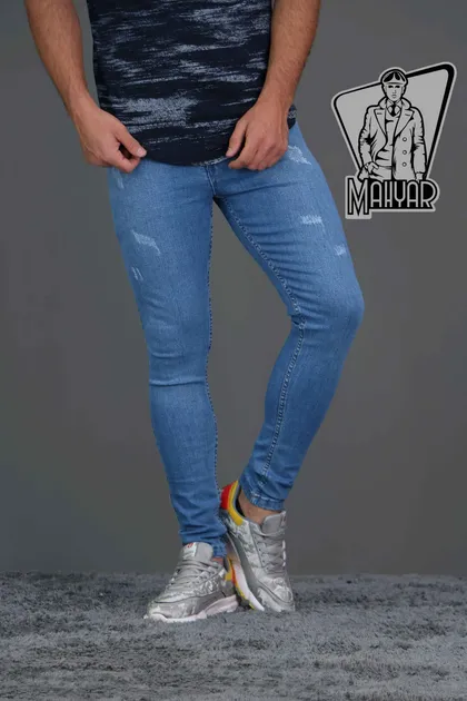 شلوار جین آبی زاپ‌دار