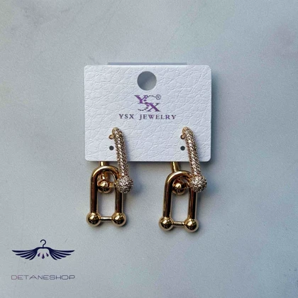 گوشواره نگین‌دار تیفانی طلایی YSX کد 0092
