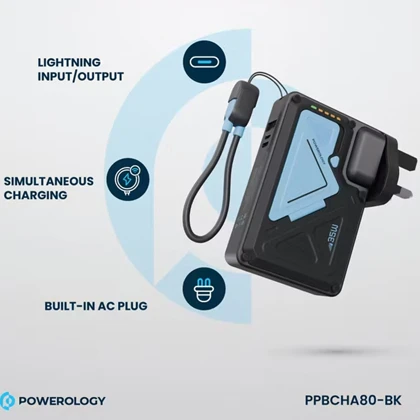 پاور بانک 10000 وایرلس و شارژر دیواری پاورولوژی Powerology PPBCHA80 برای آیفون و اندروید