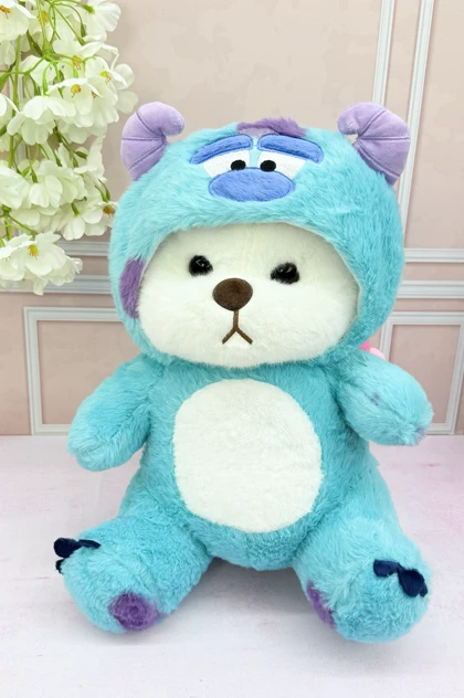 عروسک خرس کلاه سالیوان آبی نرم خارجی ارسال رایگان