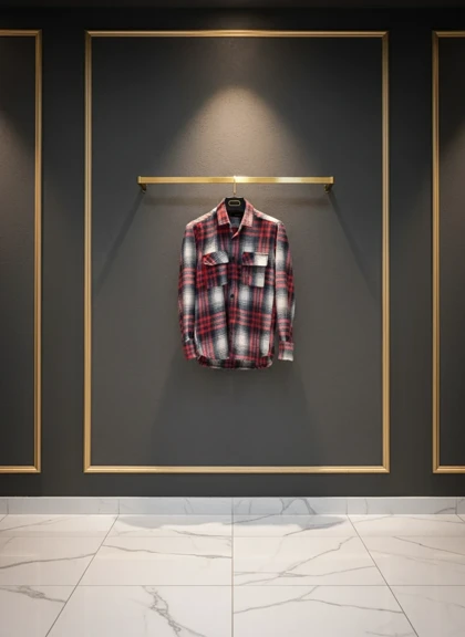 پیراهن پشمی چهارخونه با پارچه برس‌خورده و ترکیب رنگ قرمز سفید – کد 892