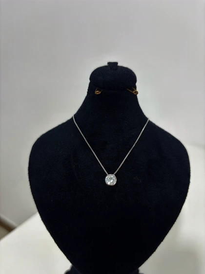 گردنبند نقره زنانه تک نگین ظریف1004