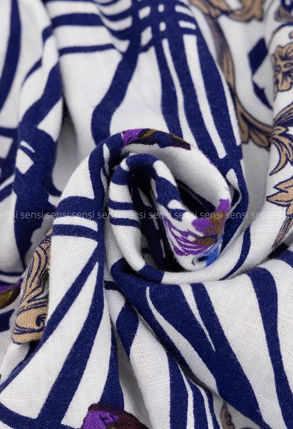 شلوار بگ طرح دار لینن کد1005316