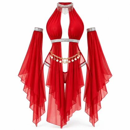 کاستوم رقص عربی رنگ قرمز کد 9087