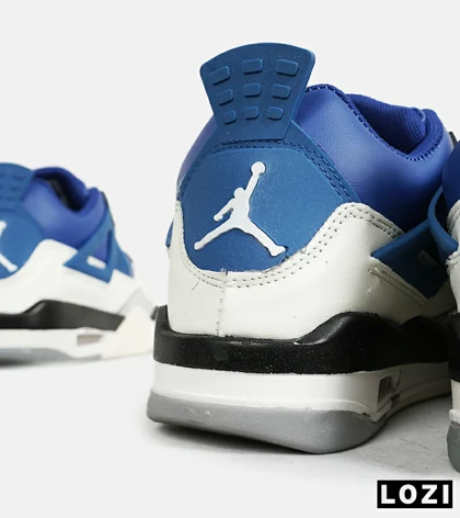 کتانی ساق‌دار زنانه و مردانه آبی سفید Nike air jordan 4 مدل 7116