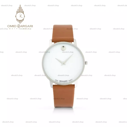 ساعت مچی موادو چرمی قهوه ای صفحه سفید Movado