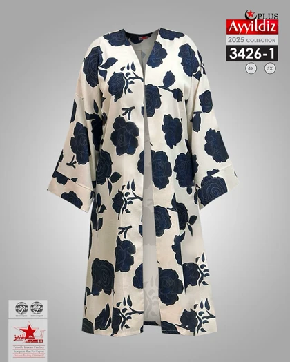 مانتو آزاد جلو باز زنانه سایز بزرگ کد 3426