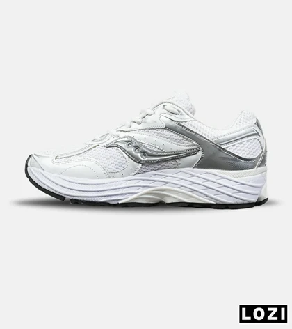 کفش کتانی مردانه و زنانه سفید طوسی Saucony pro grid omni 9 مدل 8634