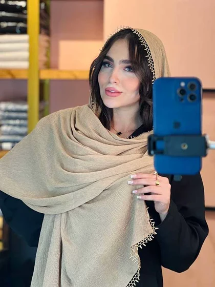 شال نخی پلیسه تابستانی دور نوار