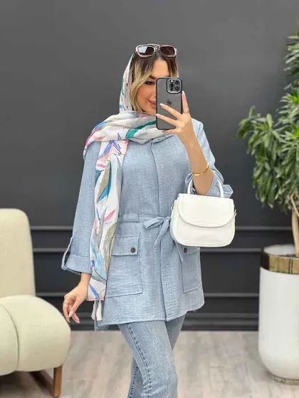 مانتو دکمه مخفی آستین پاگن