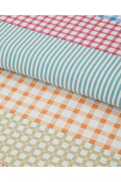 روتختی پیکه دو نفره English Home مدل Summer Grid پنبه‌ای - نارنجی