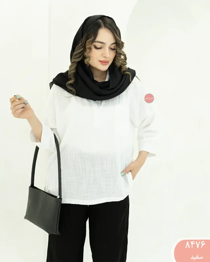 شومیز جلوبسته تک جیب جانان 8476