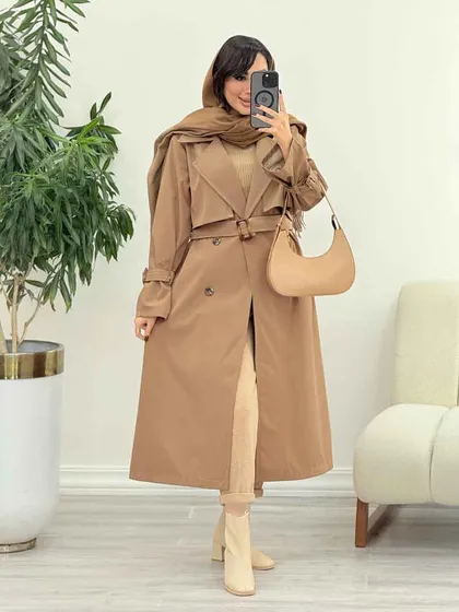 بارانی بلند چهاردکمه ترلان