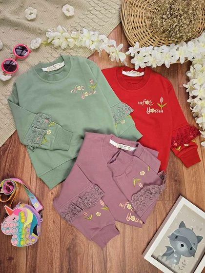 بلوز شلوار دخترانه طرح لاله گلدوزی