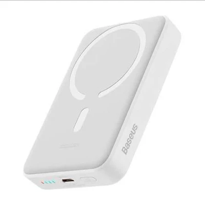 پاوربانک مغناطیسی باسئوس Magnetic mini ظرفیت 5000 میلی‌آمپر ساعت با شارژ بی‌سیم