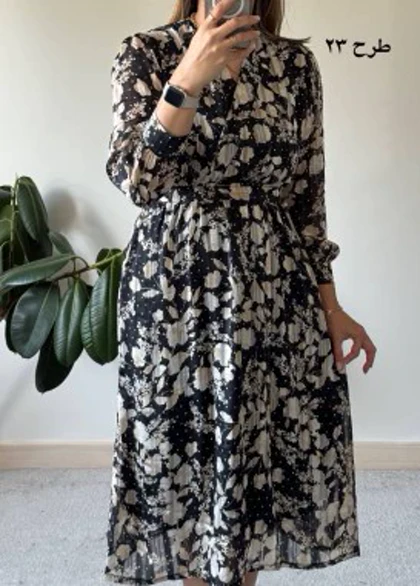پیراهن حریر سرمه سری 10