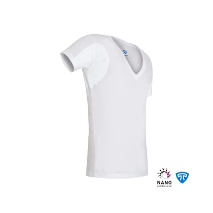 زیرپوش نانو آنتی باکتریال ضد تعریق یقه هفت باز مردانه سفید