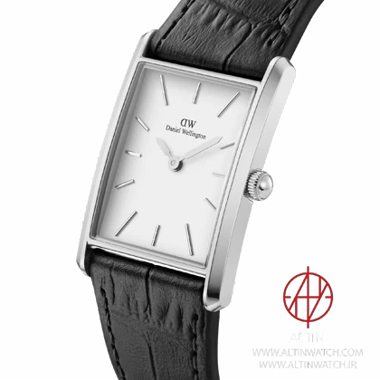ساعت مچی زنانه دنیل ولینگتون (Daniel Wellington) مدل DW00100697 (کالکشن Quadro، قاب نقره‌ای، بند چرم مشکی)