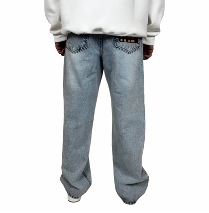 شلوار جین مردانه بگ فیت (Baggy Fit) - رنگ آبی یخی زاپ‌دار - فیت لش