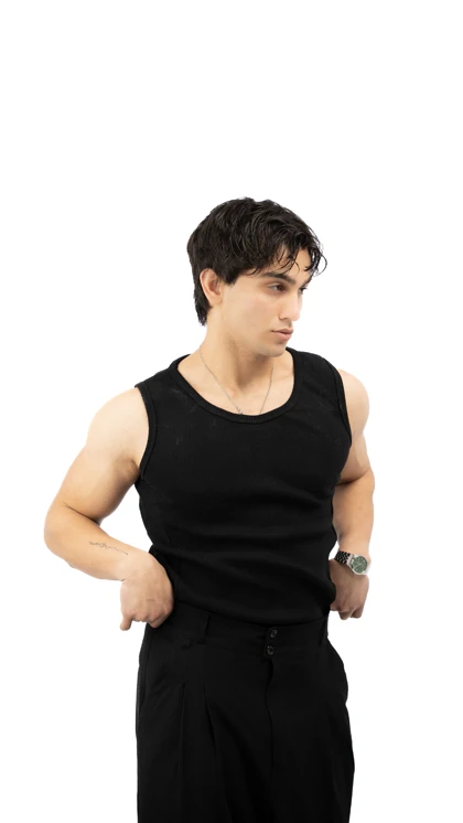 تنک تاپ مشکی کبریتی مناسب سایز 50 تا 100 کیلو کیفیت عالی