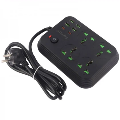 چند راهی برق 3000 وات چهار سوکت، چهار عدد USB و دو عدد تایپ‌سی ارلدام EARLDOM SC25