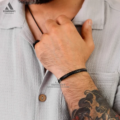 دستبند مشکی مردانه Texture Bracelet K01
