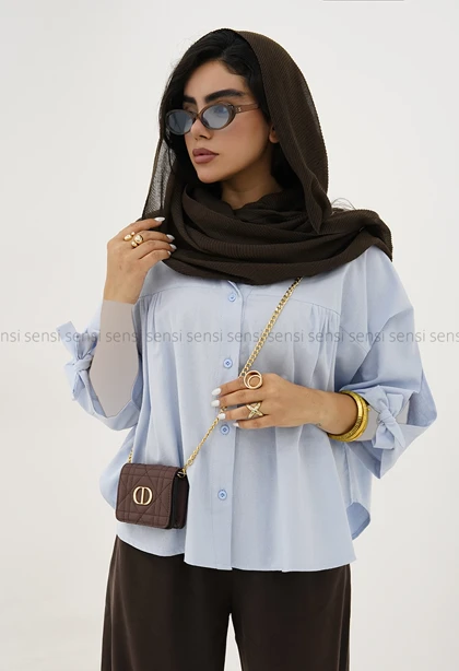 شومیز زنانه لینن چین‌دار کد1006500