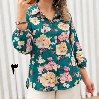 شومیز طرح دار خارجی دبی SH7723
