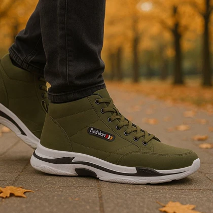 کفش ساق‌دار مردانه زیتونی مدل EMTO ویژه