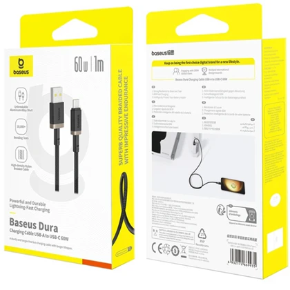 کابل شارژ سریع یواس‌بی به تایپ‌سی 60 وات یک متری بیسوس P10377802U01-01
