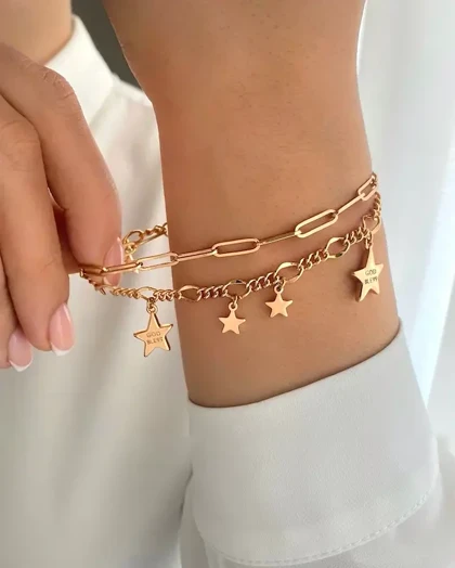 دستبند دو لاین آویز ستاره ژوپینگ
