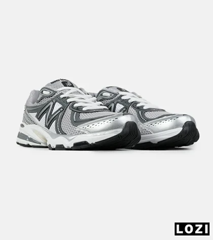 کفش کتانی بزرگ پا سفید طوسی New Balance 860 V.02 مدل 7524