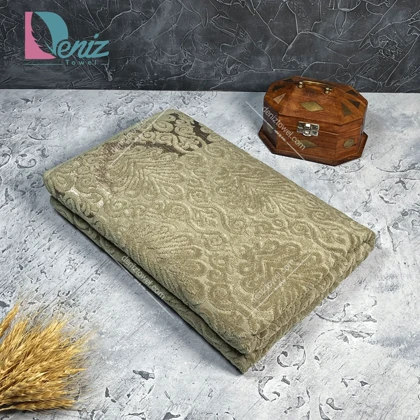 حوله حمامی طرح آکانتوس رنگ صدری