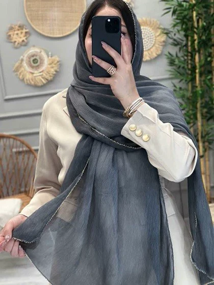 0258-شال حریر زنجیری