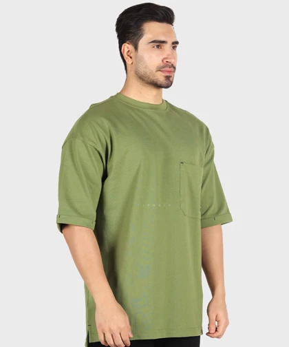 تیشرت باکسی مردانه ساده و تک جیب 1721