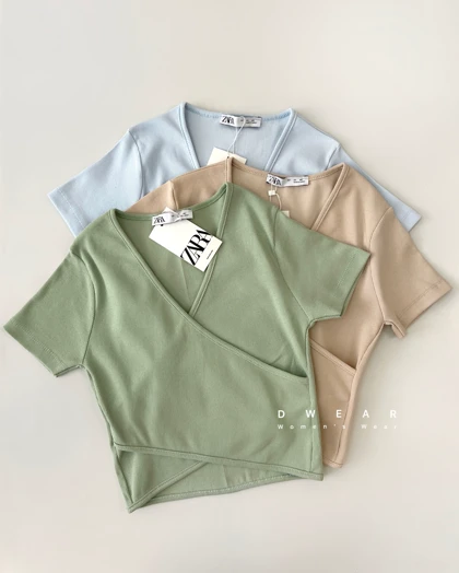 کراپ تیشرت چپ و راستی ZARA