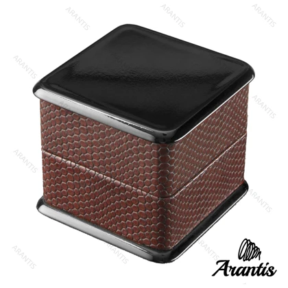 خرید جعبه چوبی رویه چرم ساعت مشکی قهوه ای b-10604