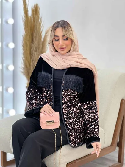 مانتو پولک دوزی ریش دار