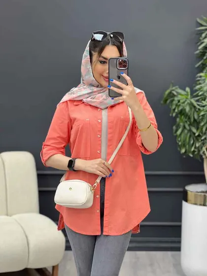 مانتو لینن رنگی بغل پنج دکمه