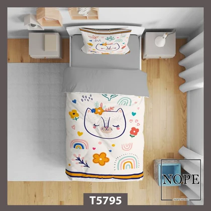 روتختی کودک طرح گربه و رنگین کمان مدل T5795