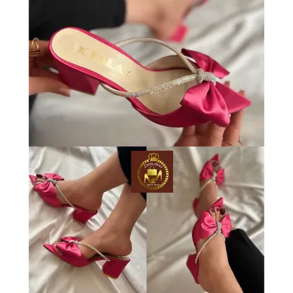 صندل مجلسی نگینی پاشنه‌دار زنانه مدل papillon