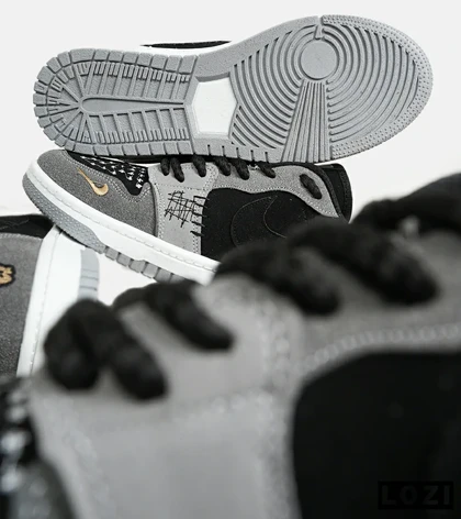 کفش کتانی مردانه و زنانه مشکی طوسی نایک NIKE jordan Vodoo