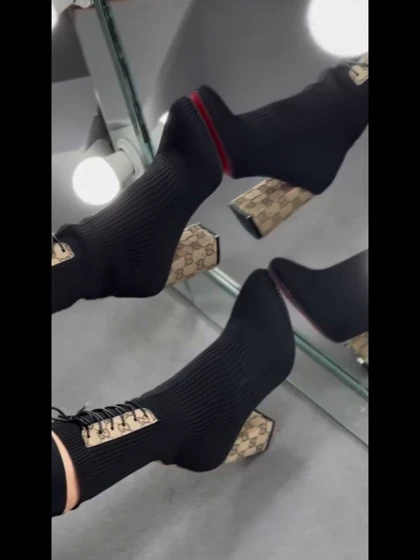 بوت بافتی پاشنه طرح گوچی